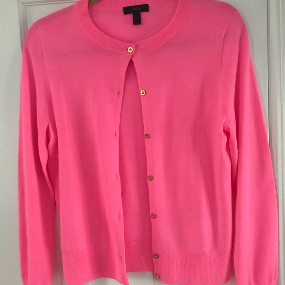 JCrew pink cardigan